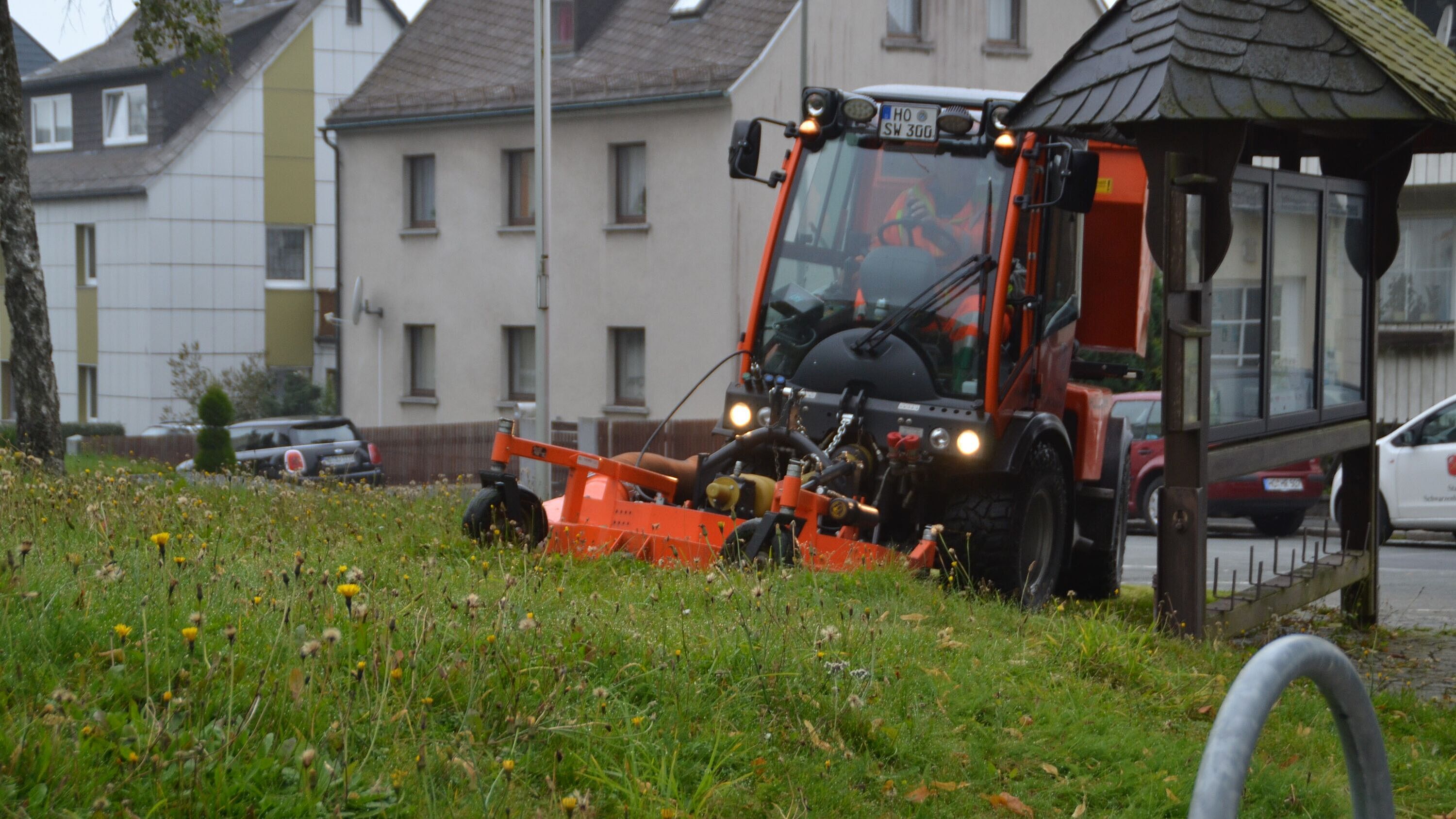 Pflege der Grünanlagen mit dem städtischen Holder